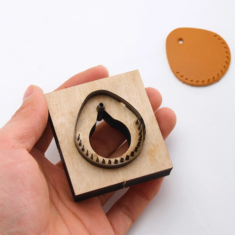 RFID Key Fob Leather Tag Leather Template Wooden Punching Die Cutting Mould Teardrop Keychain Holder Leather Mold Crafts