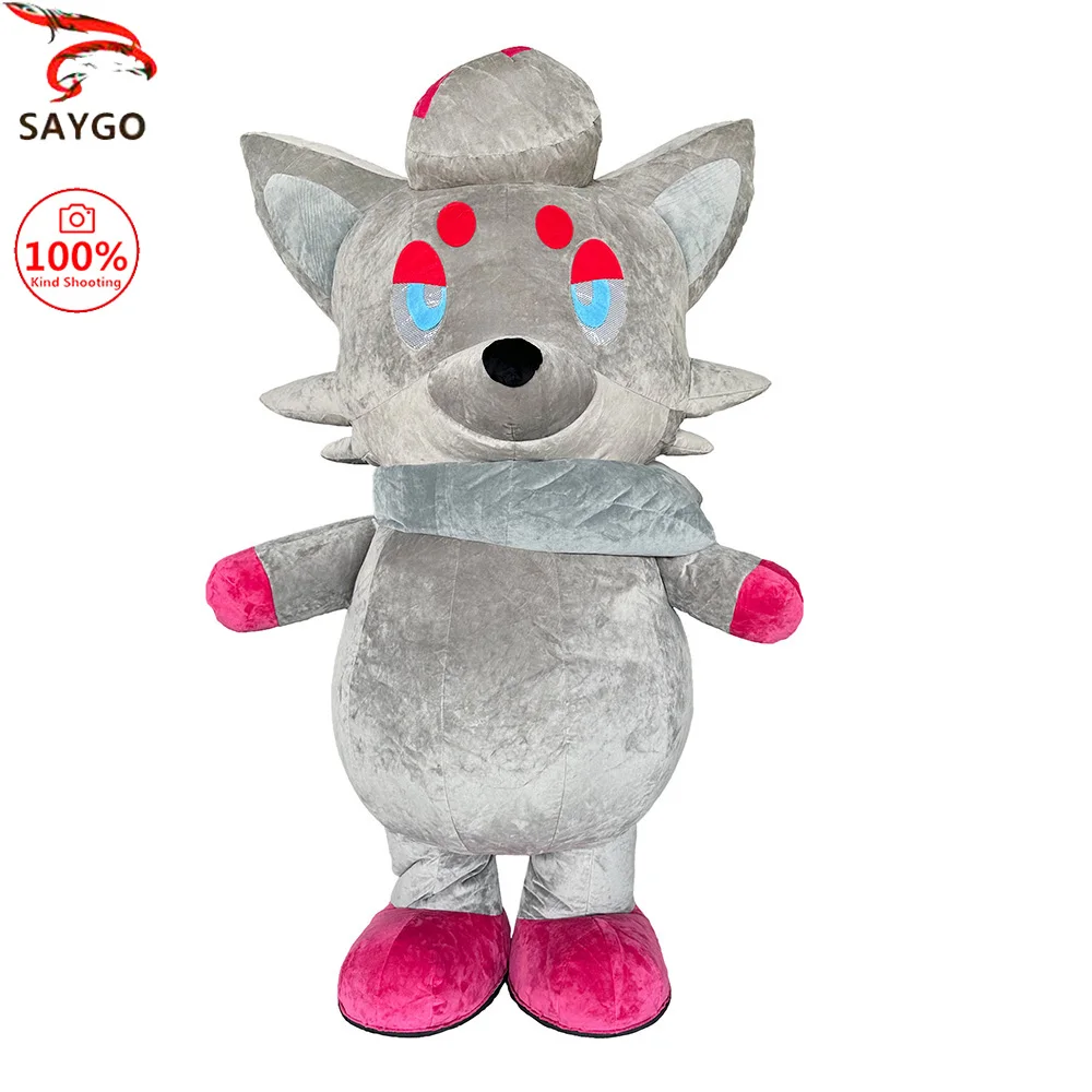 

SAYGO Cartoon Grey Fox Plush Inflatable Costume Adult Cosplay Animal Outfit for Halloween Party Carnival Celebration