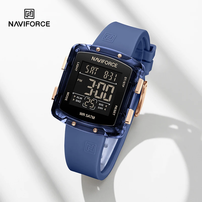 NAVIFORCE Digitale Uhren Frauen Silikon Armband Elektronische Uhr Sport Casual Tag und Datum Anzeige Armbanduhr Uhren Para Mujer