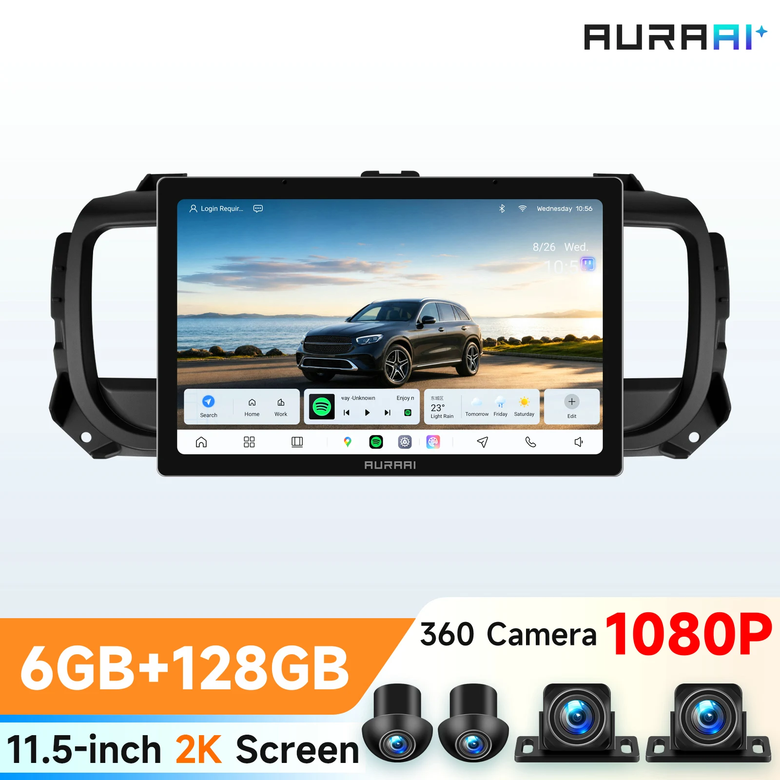 AURAAI 7870 ADAS 360-Kamera, Carplay, Android Auto, Autoradio für Peugeot Expert 3, Citroen Jumpy 3, SpaceTourer, Baujahr 2016–2021, Multimedia-Videoplayer, 2DIN, GPS-Navigation, Haupteinheit, 4G,