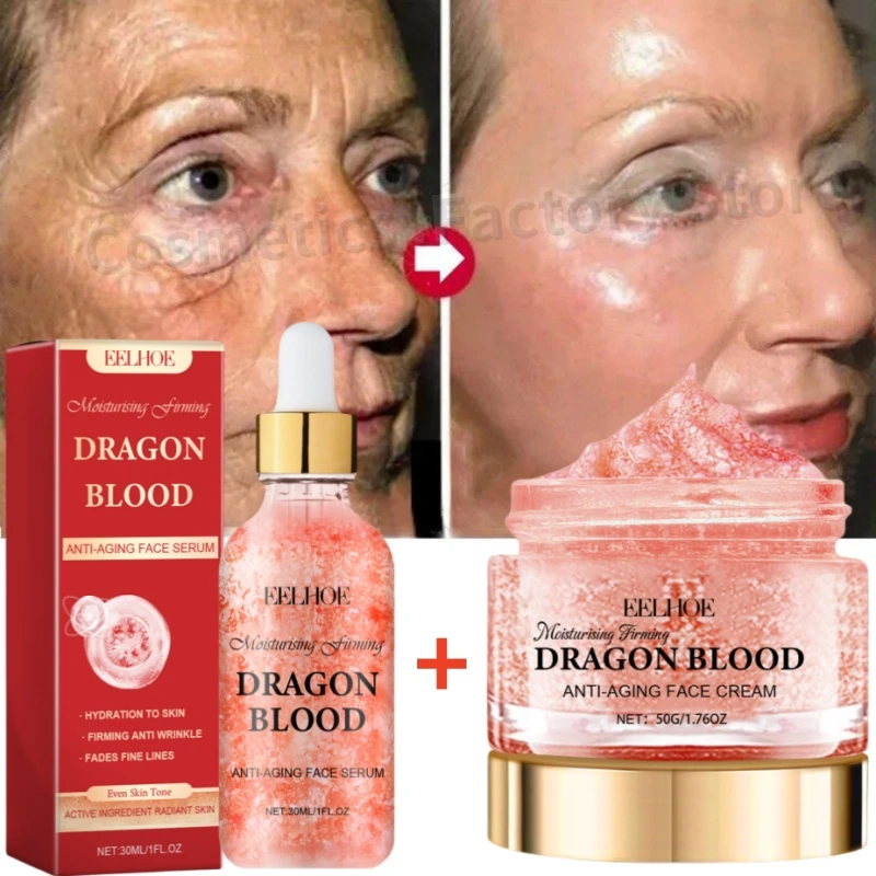 

Dragon Blood Wrinkle Remove Face Set Instant Firming Lifting Anti-Aging Serum Fade Fine Lines Whitening Korean Skin Care Product