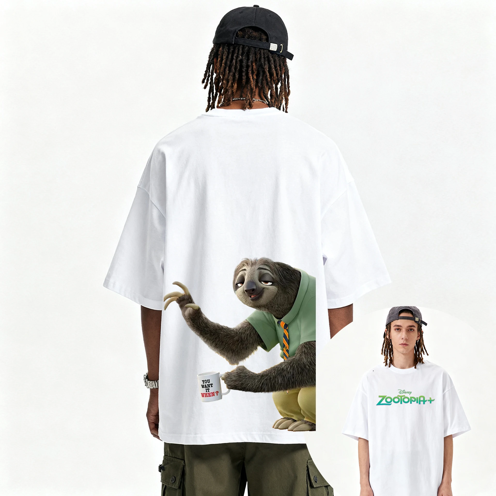 디즈니 Zootopia 만화 힙합 그래픽 티셔츠 여름 패션 스포츠 순수 코튼 남성 티셔츠 아동 의류 티 Y2k 여성