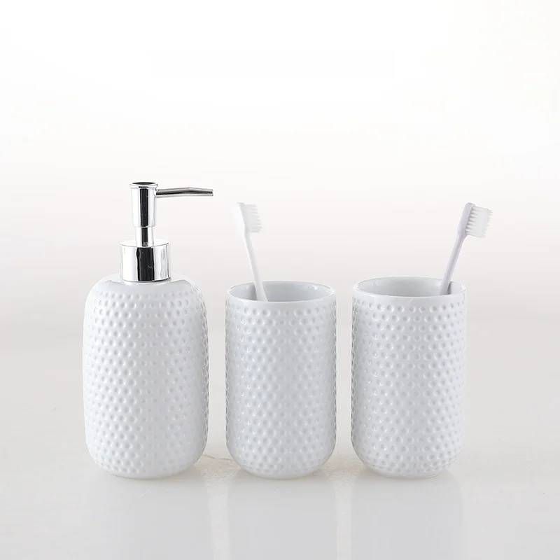 

KULE HOME Ceramic Toothbrush Cup Toothpaste Holder Bathroom Washroom Set Home Bathroom Supplies Brush Teeth Mouthwash Cup
