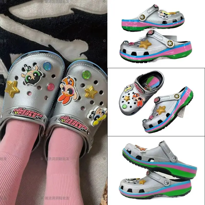 

Super Cute Flying Girl Police Collaboration Breathable Anti-Slip Summer Beach Shoes New 2025 Hole Hole Design Parent-Child Size
