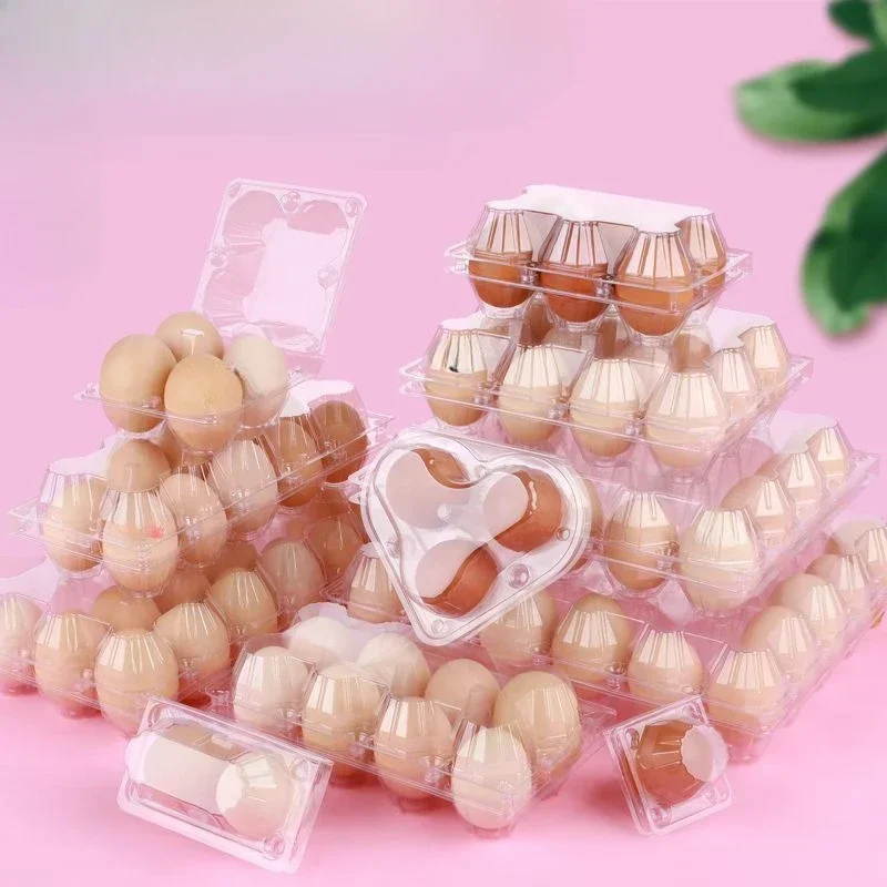 

50pcs Clear Plastic Egg Tray Disposable Thick Anti Collision Measures Protect Supermarket Shop Egg Portable Package Storage Box