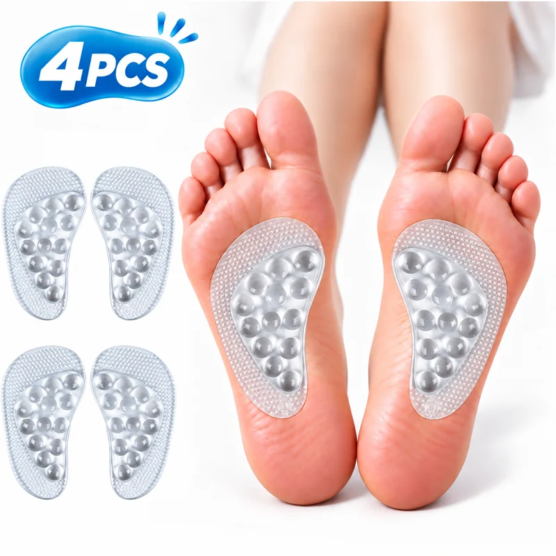 Silicone Forefoot Pads, Large Particle Design, Cushioning Gel Pads for the Forefoot Area—Reusable Arch Pads Specifically for High Heels, Non-Slip Shock-Absorbing Protective Pads