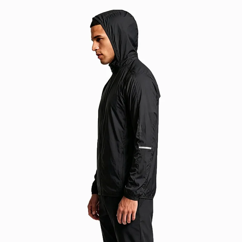B&C Full Zip Stand Collar Windbreaker with Side Zip Pockets Lightweight Athletic Jacket for Men Running