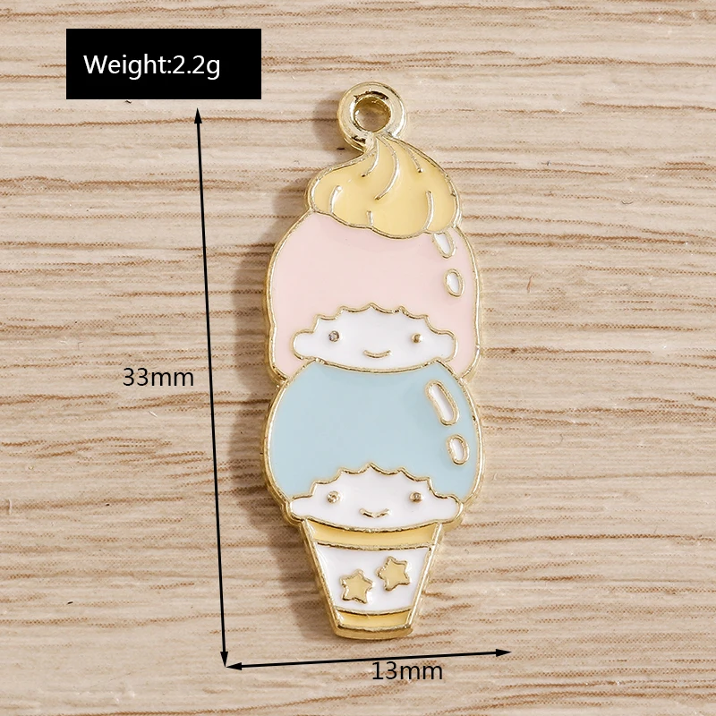 Tusember 10 Stück Niedliche Lebensmittel-Anhänger aus Emaille, Sommer-Eiscreme-Anhänger für Schmuckherstellung, Ohrringe, Halsketten, DIY-Zubehör – Detail 3