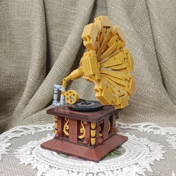 Antique Gramophone Building Block Set | Vintage Phonograph Design | Artistic & Educational Model Toy | Elegant Home Decor