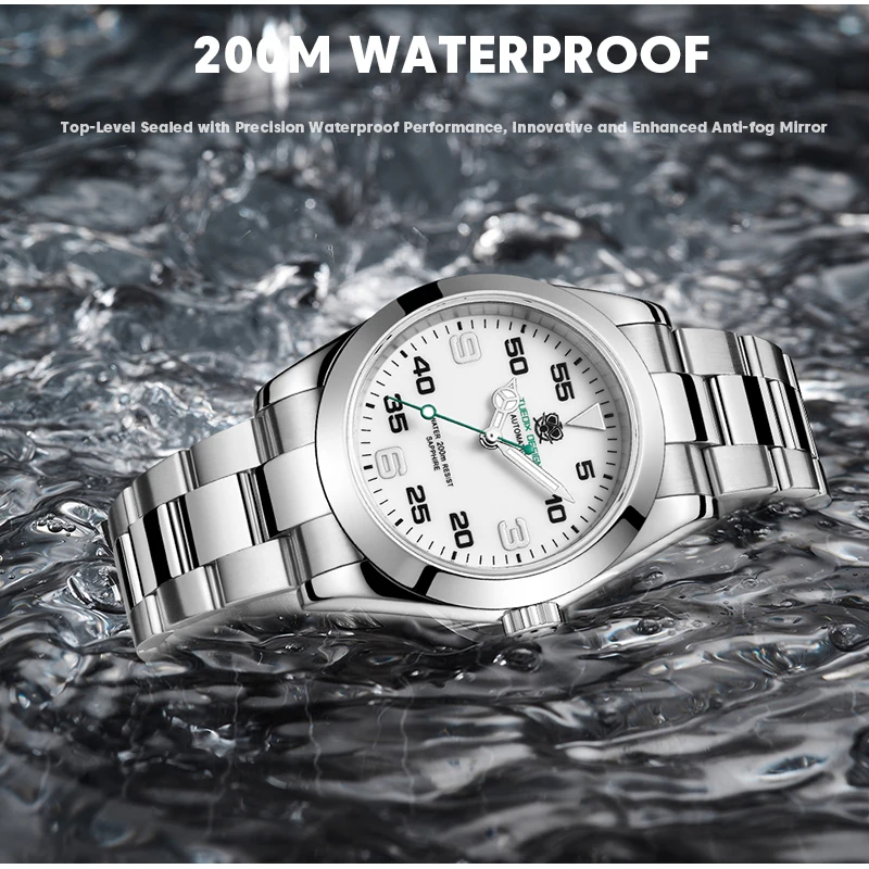 41MM Men Mechanical Wristwatches Fashion Sapphire Glass Automatic Watch 200M Waterproof Stainless Watch Relogio Masculino