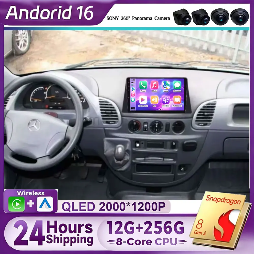 Android 16 Car Radio For Mercedes-Benz 00-06 Model 9-inch Sprinter Multimedia Player Carplay Auto GPS Navigation RDS Autoradio