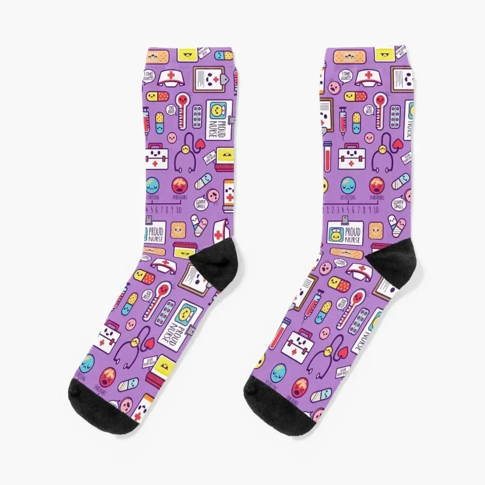 

Proud to Be a Nurse Pattern / Purple Socks halloween new year christmas gift heated Man Socks Women's