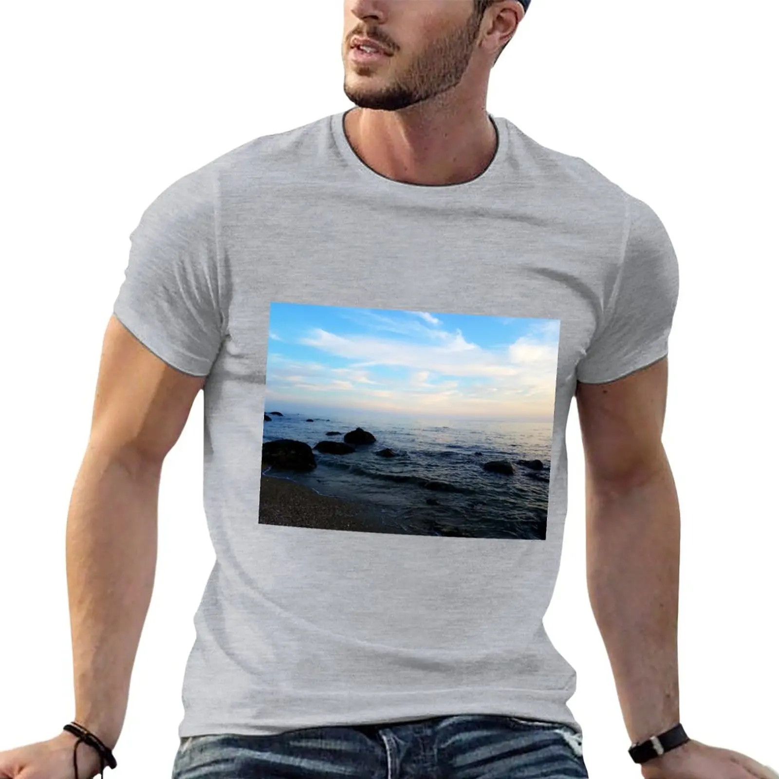 

Ocean Rocks Sunset 1 T-Shirt sports fans summer top plain black t shirts men