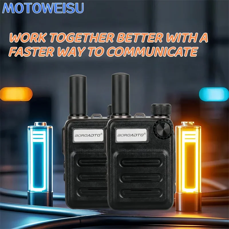 Portable Slim 2PCS Mini Walkie Talkie Rechargeable PMR UHF Long Range Two-Way Radio for Hotel Restaurant Hunting Boutique Store