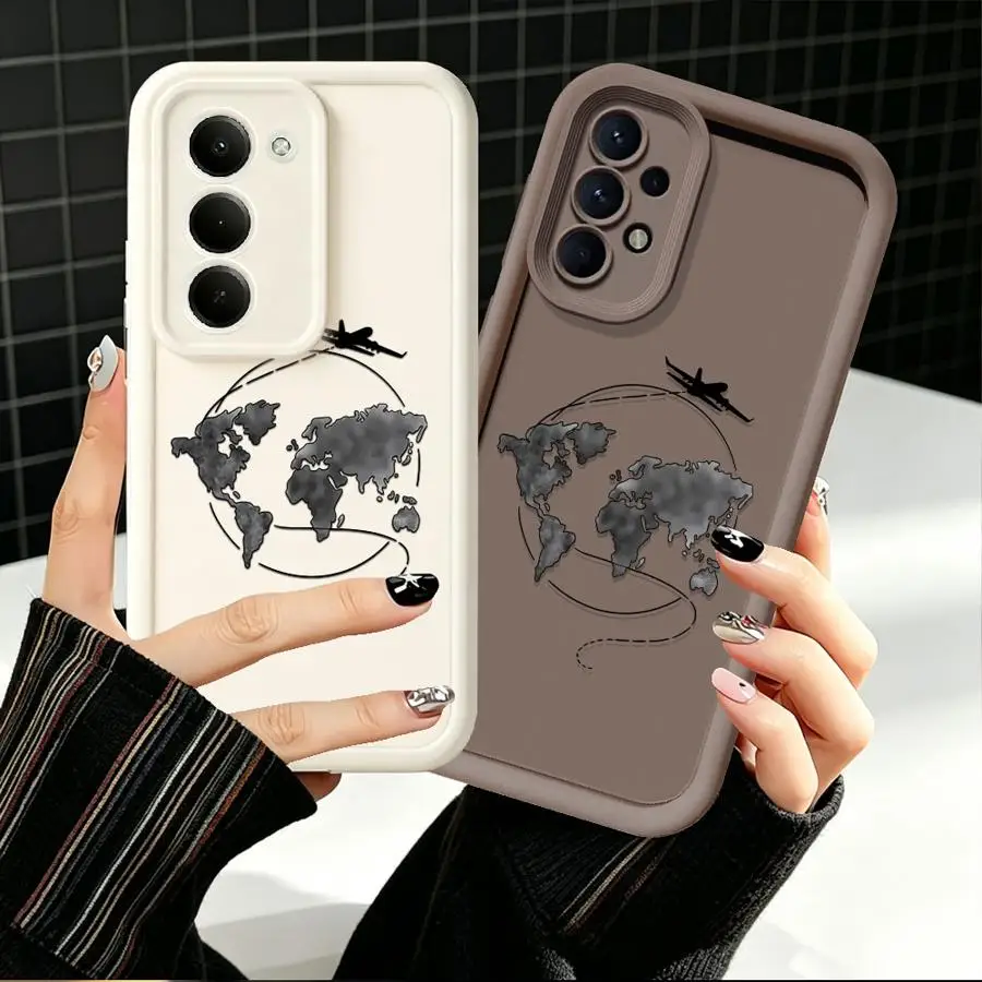 Line Airplane Tourism Pattern Phone Cover Case for Samsung Galaxy A12 A07 A16 A25 A35 A17 A06 A36 A05A73 A11 A21s A13 A30 A15