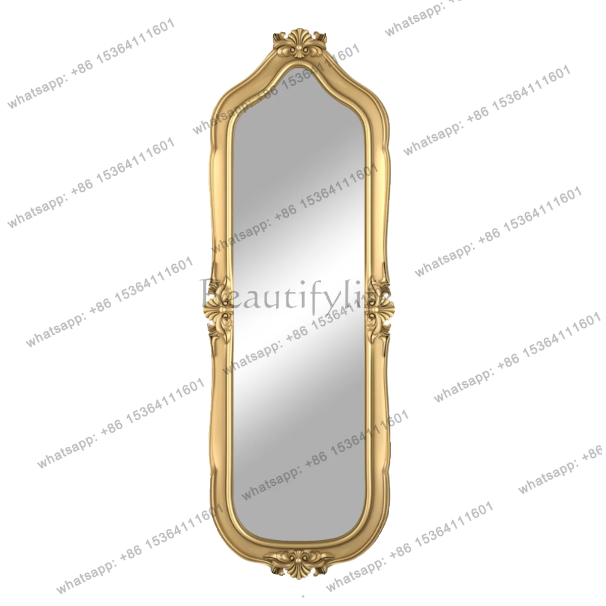 French wall-mounted full-length mirror retro carved hanging wall fitting mirror
