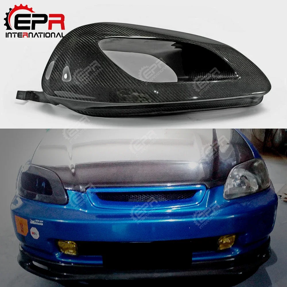 For Honda Civic EK9 96-98 Carbon Fiber Headlight Air Duct RHS Glossy Finish Air Intake Vent Fibre Tuning Kit Drift Racing Part