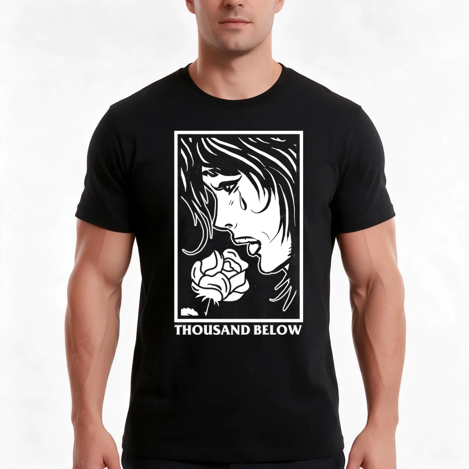 Thousand Below T-Shirt Summer Casual Cotton Tee Oversized Streetwear Tops Vintage Graphic Print Loose Fit Short Sleeve
