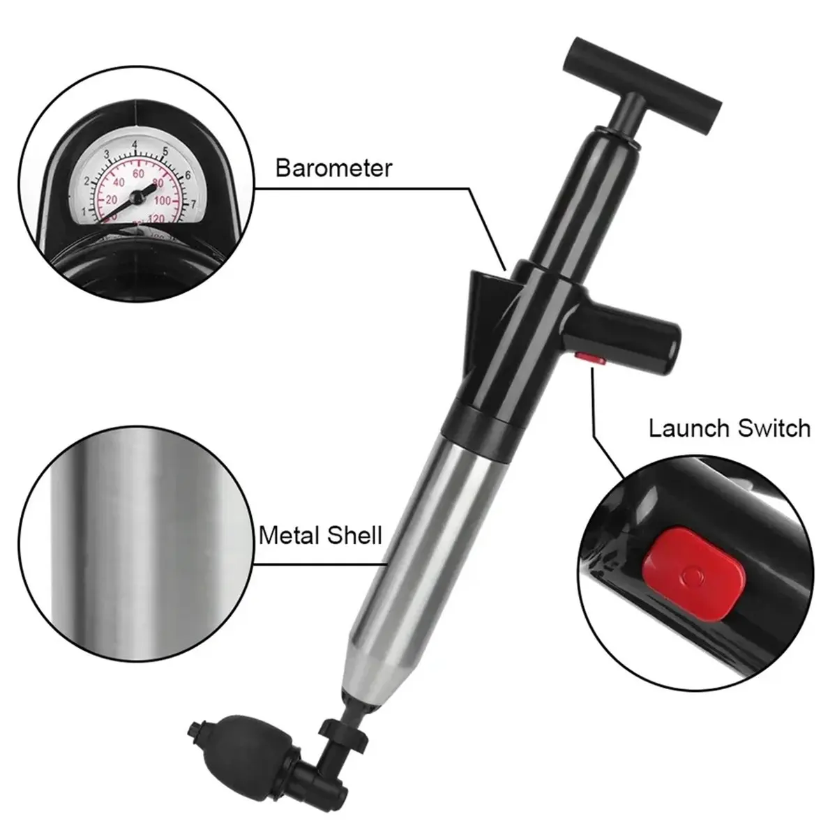 DT81 Toilet Plunger High Pressure Drain Plunger Dredge Clog Remover Sewer Pipe Unblocker Air Drain Blaster