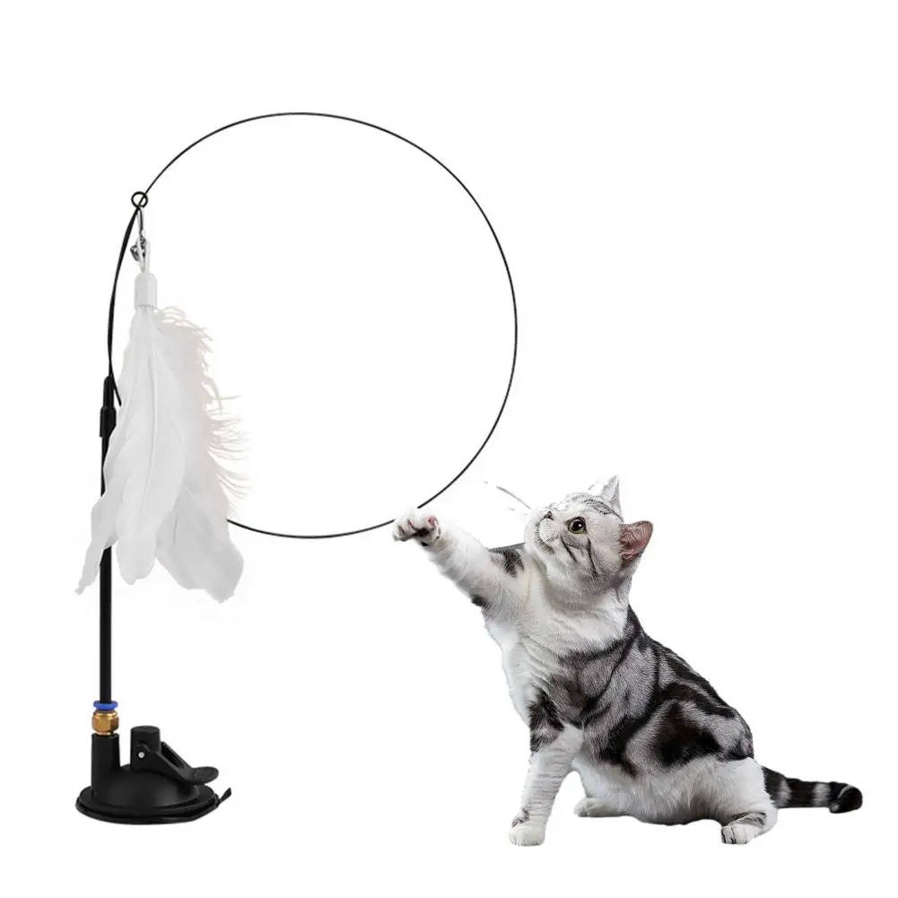

Cat Feather Toy Realistic Feather Cat Toy Cat Toy Set with Feather Wand Suction Cup Base for Indoor Cats Chasing Playing