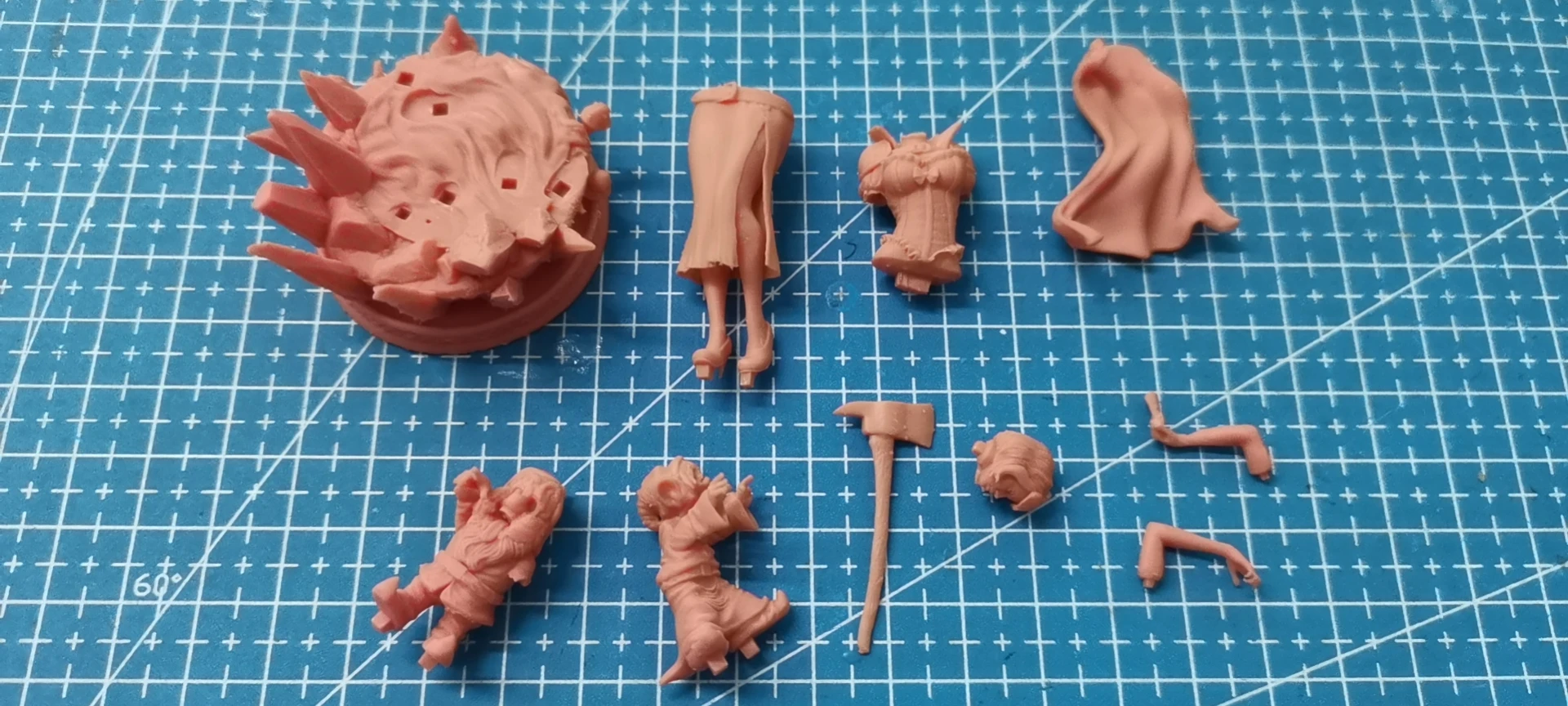 Het gewelddadige meisje met een bijl 1/24 schaal harsmodel montagekit ongemonteerd en ongeverfd standbeeld speelgoed