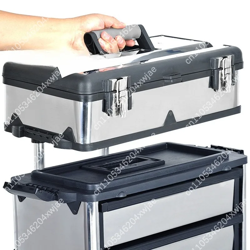 Customizable Pull Rod Tool Box with Drawers Handheld Trolley Storage Case Portable Organizer for Hardware Tools
