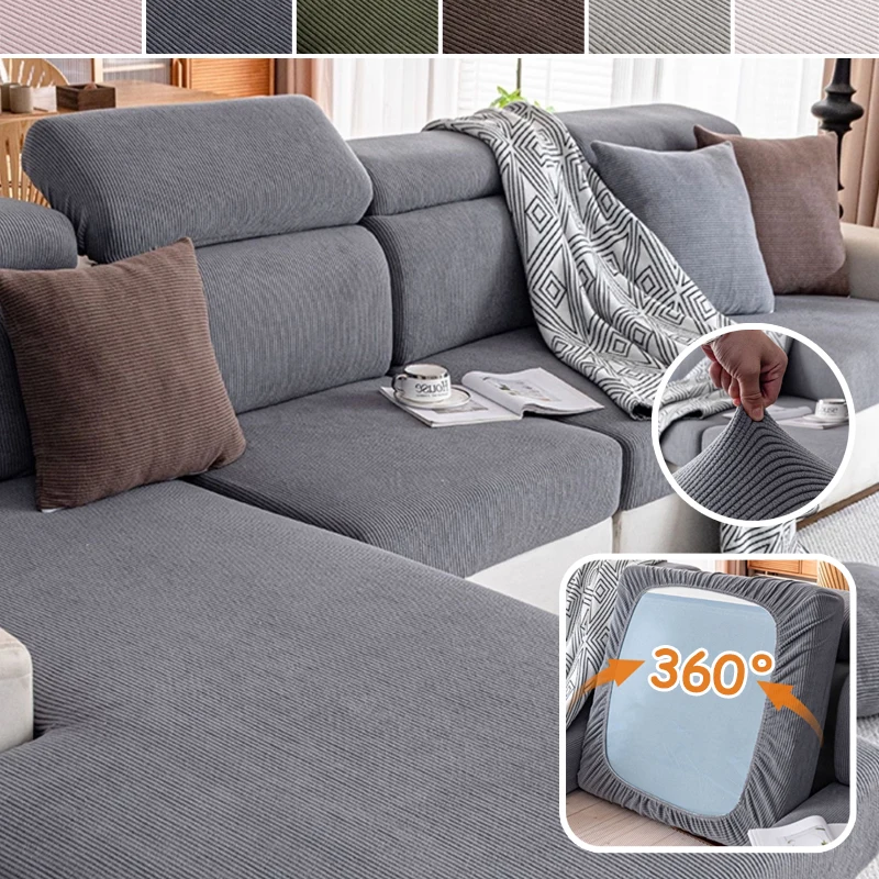 Elastic Stretch Fit Sofa Cover White Removable Washable Jacquard Fabric Slipcover for Living Room Furniture Pet Proof Protection