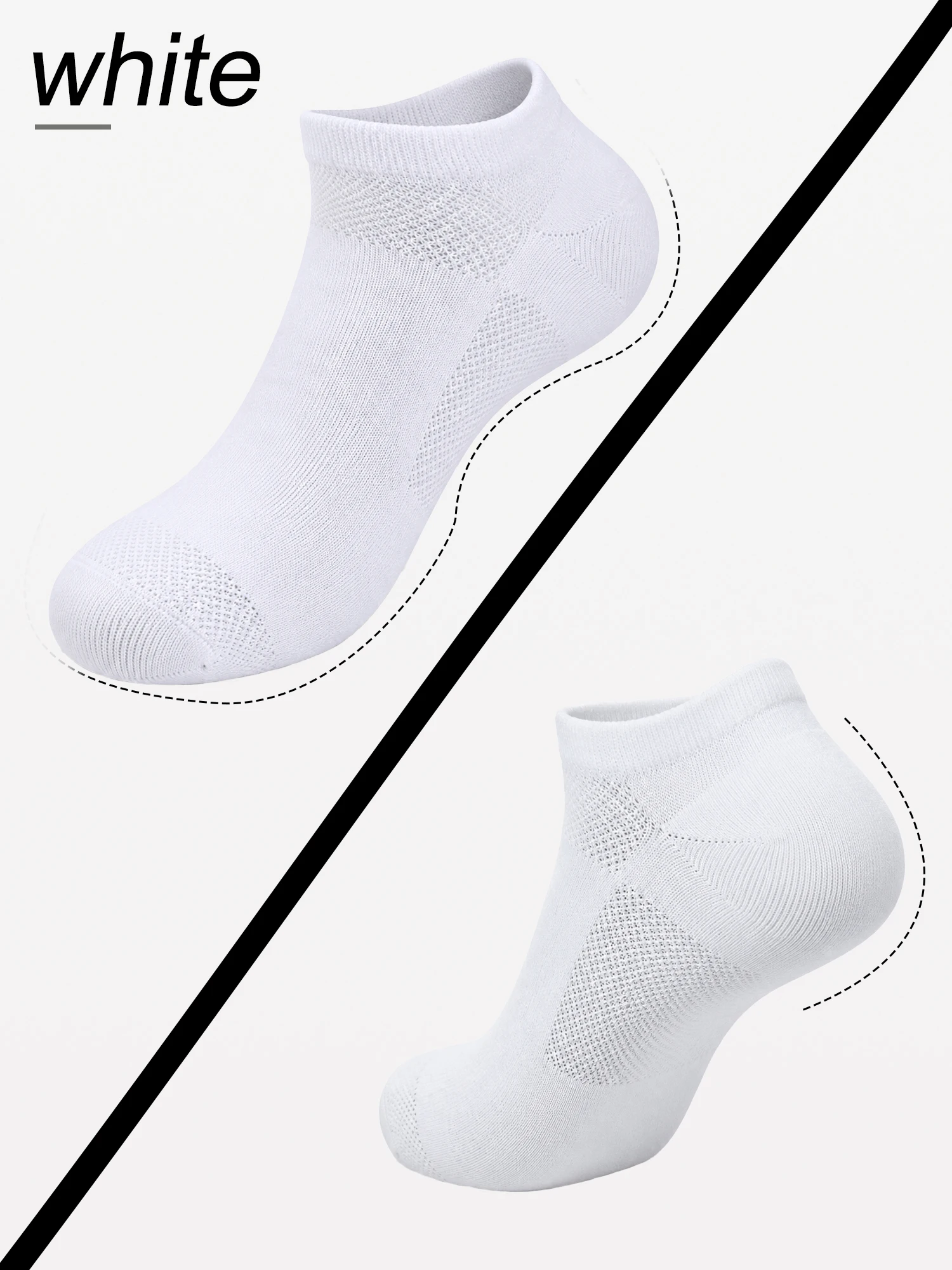 1/2/4 Pasang Kaus Kaki Pria Hitam Putih, Kaus Kaki Tak Terlihat, Bahan Katun Bernapas, Anti Selip, Menyerap Keringat, Kaus Kaki Olahraga Lari yang Sejuk