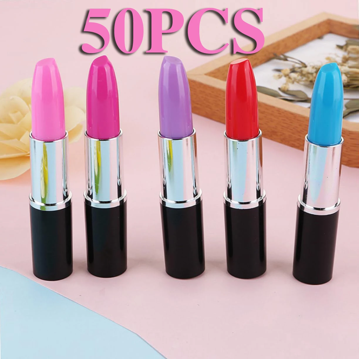 50pcs Lipstick BallPoint Pen Creative Beautiful Ball-Point Pen Lipstick Sign Pen for Home Store School