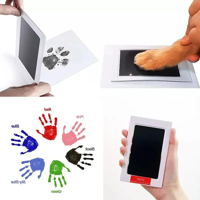 

Деревянная фоторамка с принтом лапы для домашних животных, кошек, собак, следов ребенка, не требующая мытья чернил, памятный подарок на первый год ребенка