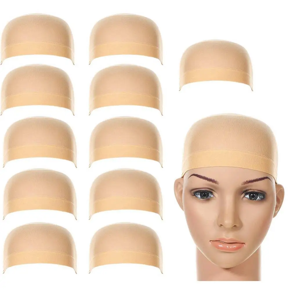 2/12pcs Frauen Männer Universal High Stretchy Perücke Liner Cap Hut HD Perücke Kappe elastisch atmungsaktiv unsichtbare Perücke Kappen Haarteil Zubehör