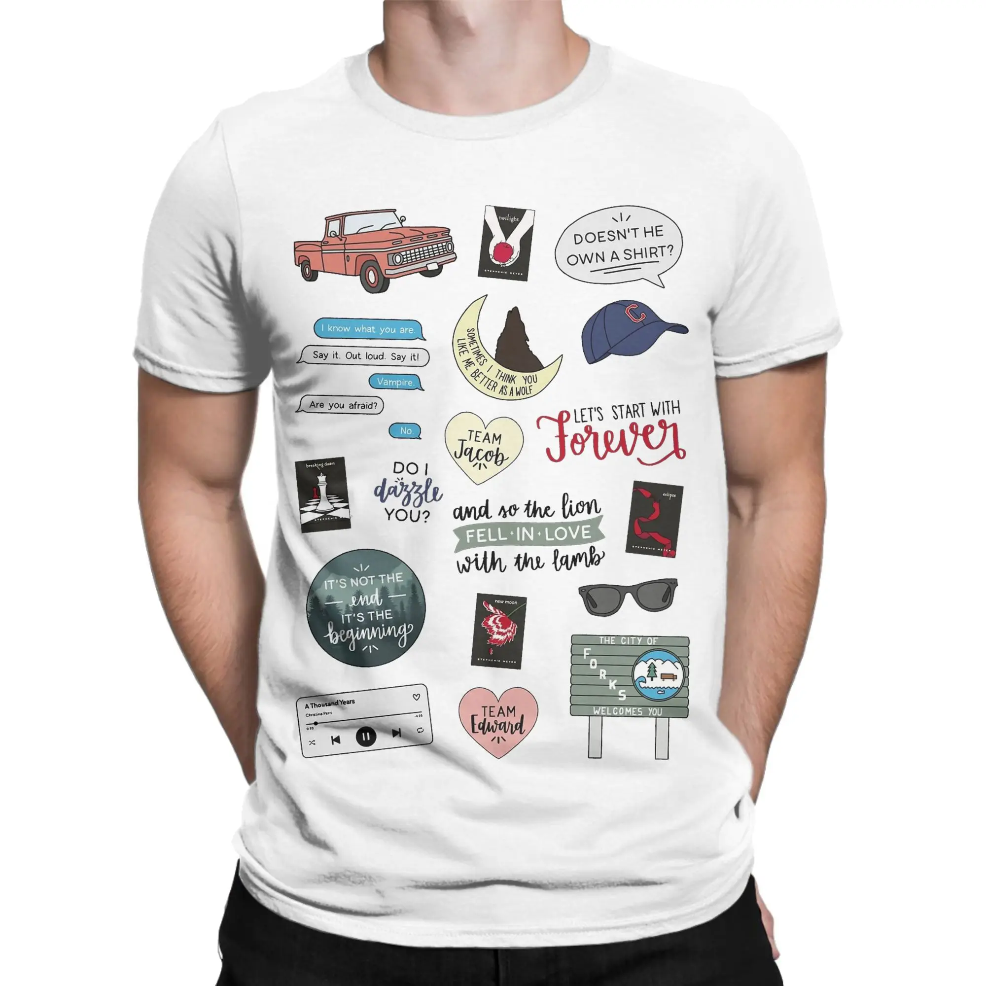 مضحك الشفق الفيلم والكتاب الفن تي شيرت الرجال س الرقبة القطن الخالص تي شيرت قصير الأكمام تيز هدية بلايز