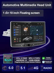 VATAV Android 13 1Din Floating screen Universal Multimedia AI voice Carplay Auto Stereo Radio Palyer Head Unit For Toyota Nissan