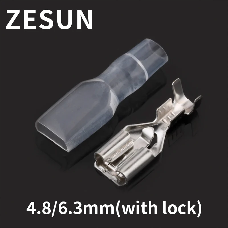 Locking plug spring terminal block 4.8/6.3Snap on self-locking insertion and extraction of cold pressed terminals 50/100 set