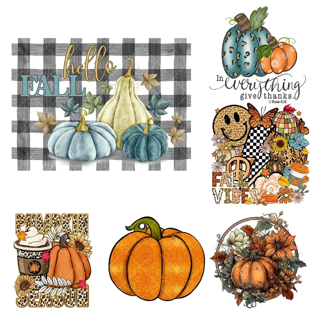 Autumn harvest  Iron On Heat Transfer Stickers For Clothes DTF Pinted Vinyl Thermal Appliques Washable T-Shirt Decal