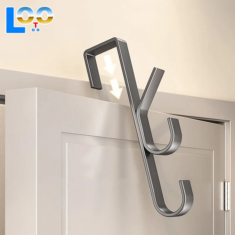 خطاف باب سهل التركيب - رف معطف معدني قوي، مناسب للملابس والقبعات والحقائب - تصميم موفر للمساحة، مناسب لغرفة النوم