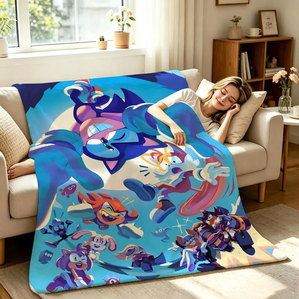 Game S-Sonic R-Racing C-Cross W-Worlds Throw Soft Warm Flannel Throw Blanket, Multi-use for Sofa Bed Office Nap