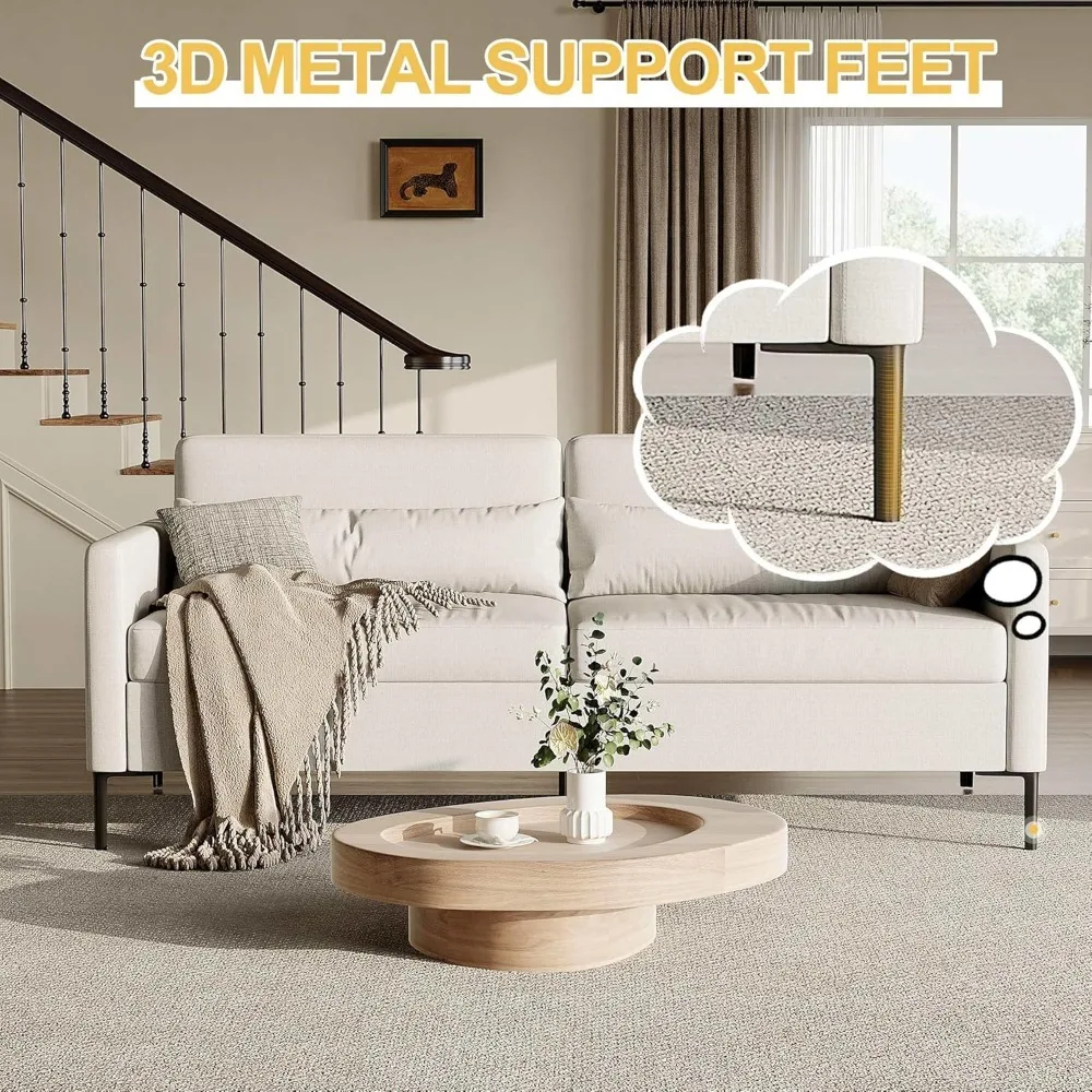 GarveeHome Sofá de 3 lugares de 80 polegadas com assentos extra profundos, sofá para sala de estar, sofá moderno e sofá com braços confortáveis e