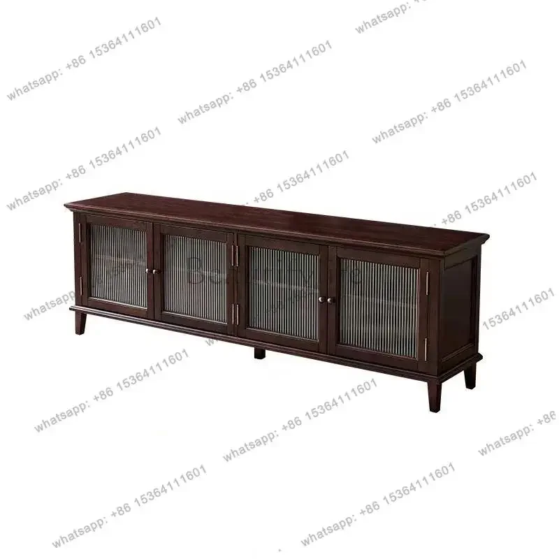 FGFrench خزانة تلفزيون من الخشب الصلب القديم، وخزانة تخزين وتخزين غرفة المعيشة المتكاملة #1