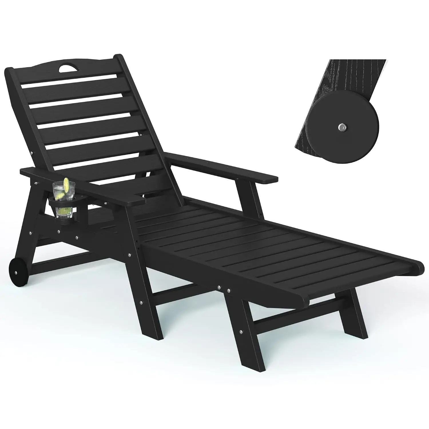 5-Position Adjustable HDPE Outdoor Lounge Chair with Wheels, 400LBS Pool Patio Deck Beach Backyard Chaise, Customized