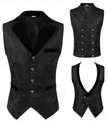 Adult Steampunk Cosplay Waistcoat Patchwork Gothic Medieval Men's Jacket Tailcoat Double Breated Vest Renaissance Cosplay Pirate