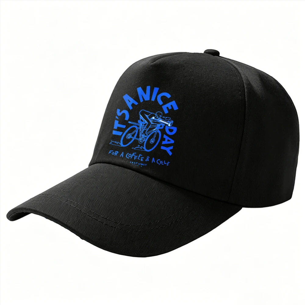 Adjustable Cotton Baseball Cap It's A Nice Day Blue Bicycle Rider Letter Print Outdoor Cycling Sun Protection Sports Casual Cap