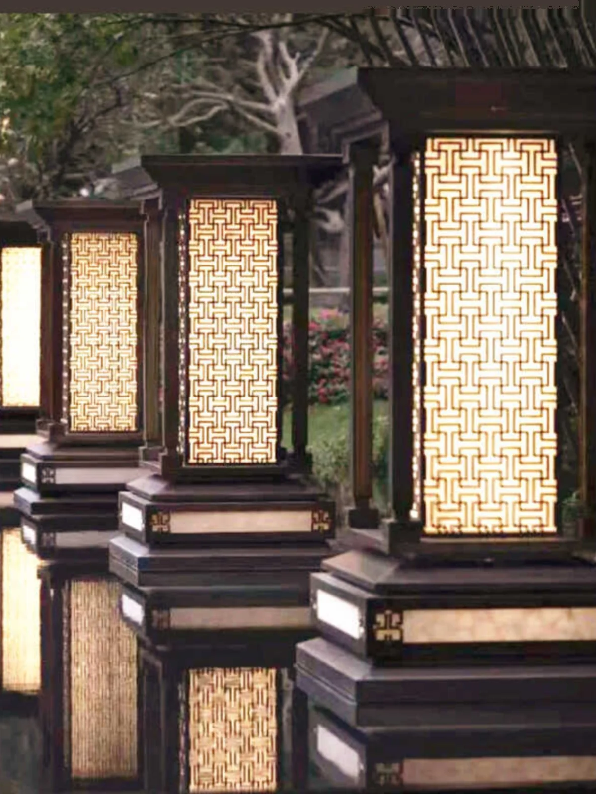 Chinese stainless steel brushed bronze unit entry light outdoor garden column light imitation marble yard door light