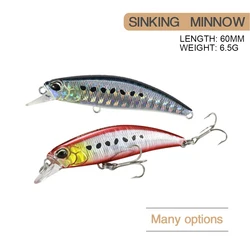 6cm 6.5g Fishing Lure Minnow Wobbler 60S Sinking Jerkbait Swimbait Artificial Hard Bait Ocean Fishing Bionic Decoy Bass Bait