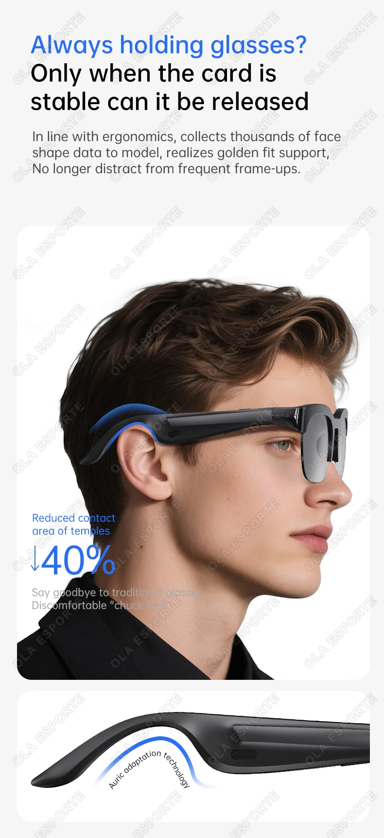 Sonnenbrille mit KI-Übersetzung, TF-Karte, Bluetooth, Gesprächsaufzeichnung, Musikwiedergabe, Smarte Sonnenbrille für Männer und Frauen HT30 – Detail 5