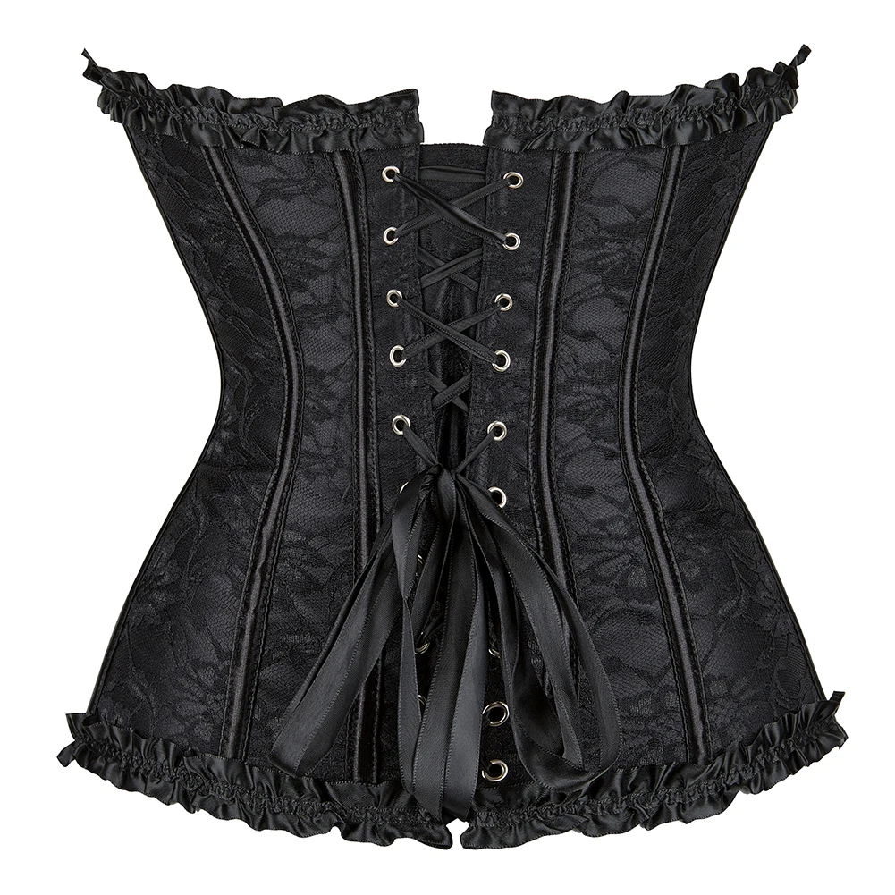 Sexy Corset Overbust Women Corsets Elastic Boned Gothic Bustier Lace Overlay Cosplay Korset Outfit Plus Size Gorset Corselet