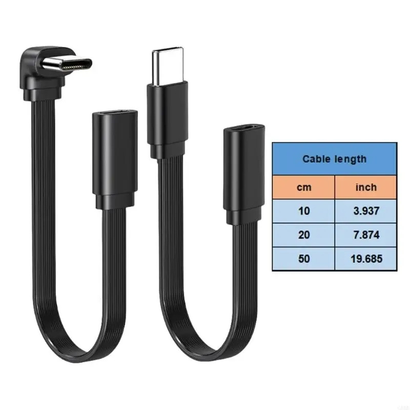 Cable extensión G8DF USB C ángulo 90 grados/cabeza recta carga rápida y sincronización datos