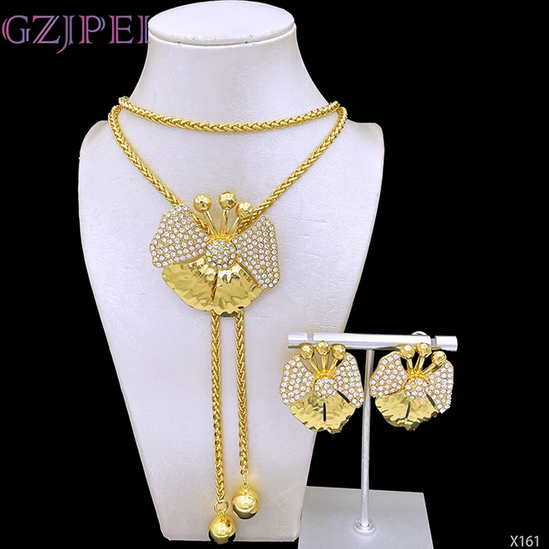 

Fashion Butterfly Jewelry Necklace Earrings Set For Women Sweater Long Chain 18K Gold Plated Adjustable Length