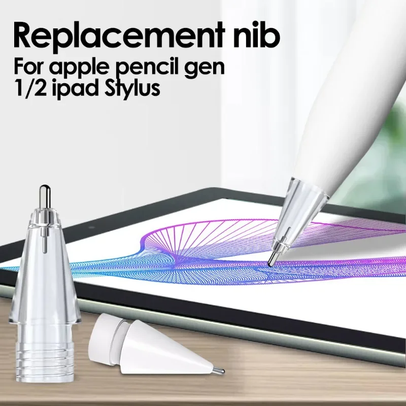 For Apple Pencil Tips Replacement Metal Pencil Nibs No Wear Out Fine Point Precise Control Stylus Pen Tips for Ipencil Ipad Pro