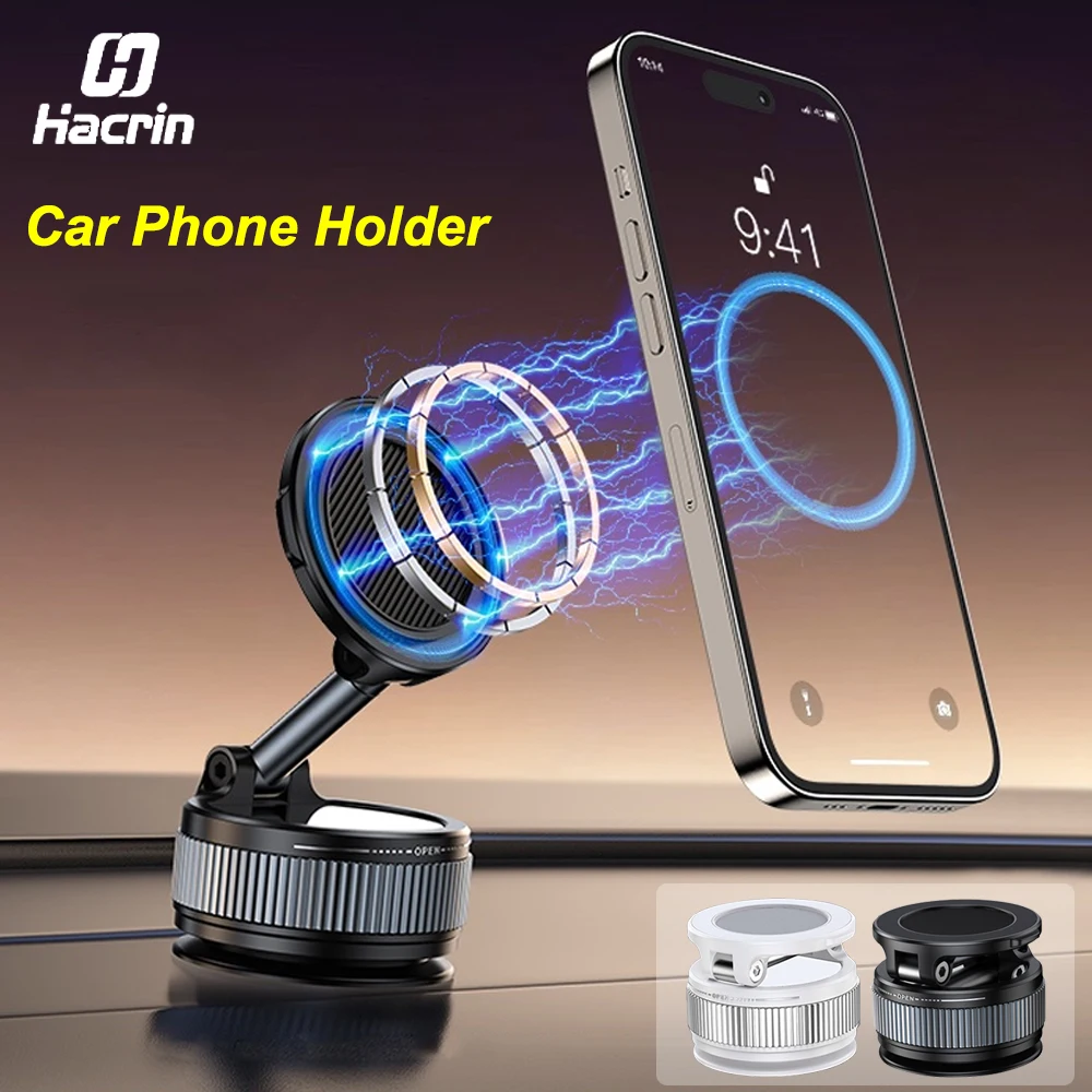 マグネット式車載ホルダー 磁気吸盤付き ミニポータブル折りたたみ式携帯電話ブラケット iPhone 16 15 14 13 12対応 スマホスタンド